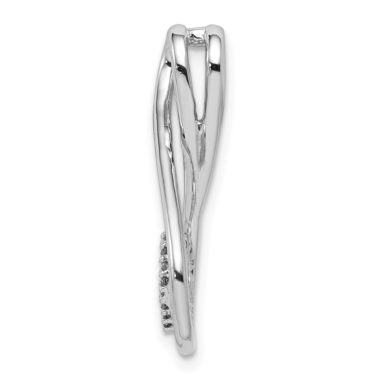 Sterling Silver Rhodium-Plated Diamond Heart in Teardrop Slide Pendant Secondary image