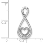 Sterling Silver Rhodium-Plated Diamond Heart in Teardrop Slide Pendant