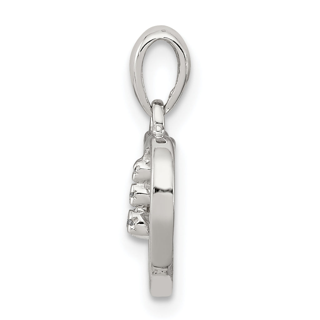 Sterling Silver Diamond Rhodium Heart Pendant