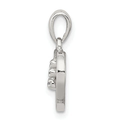 Sterling Silver Diamond Rhodium Heart Pendant