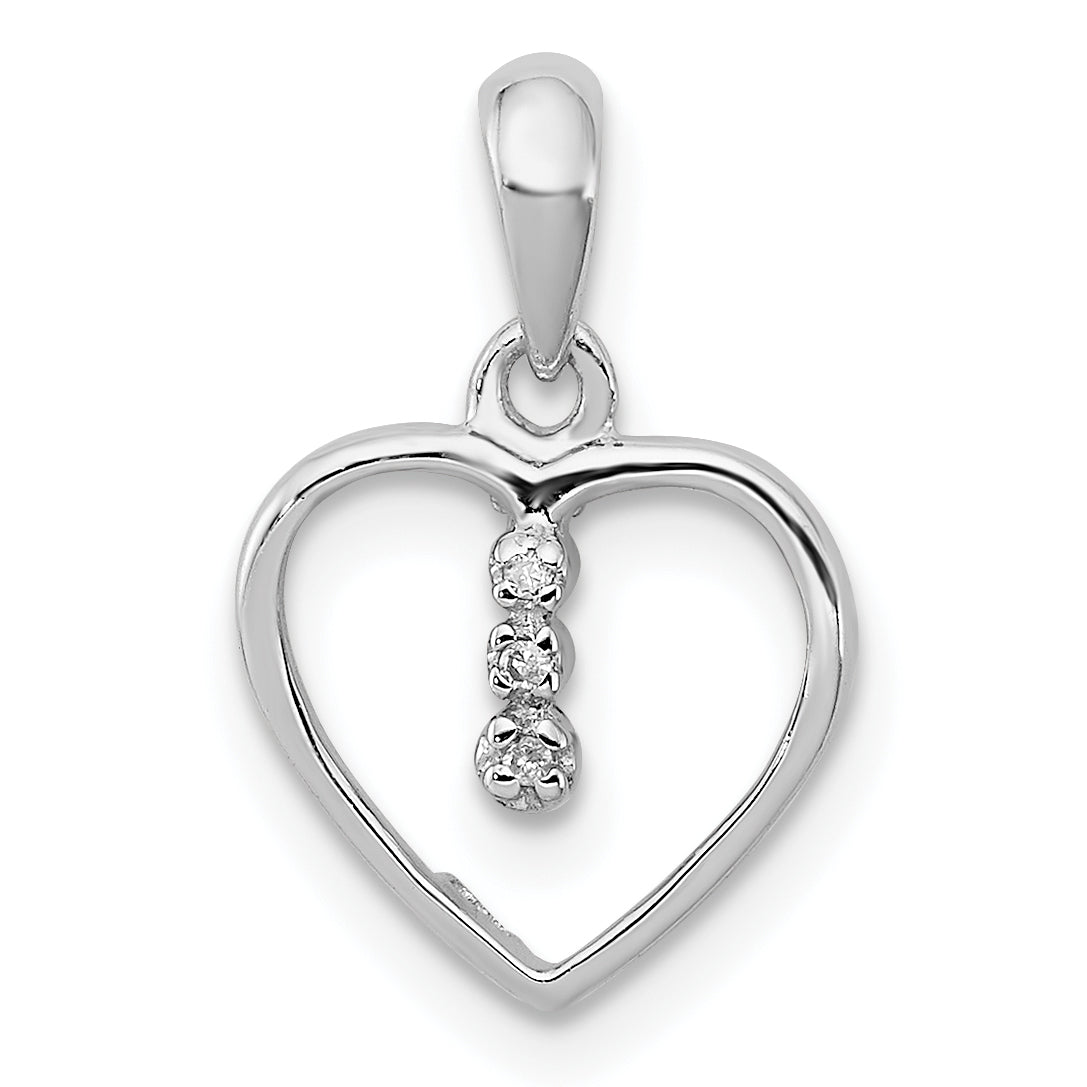 Sterling Silver Diamond Rhodium Heart Pendant Main image