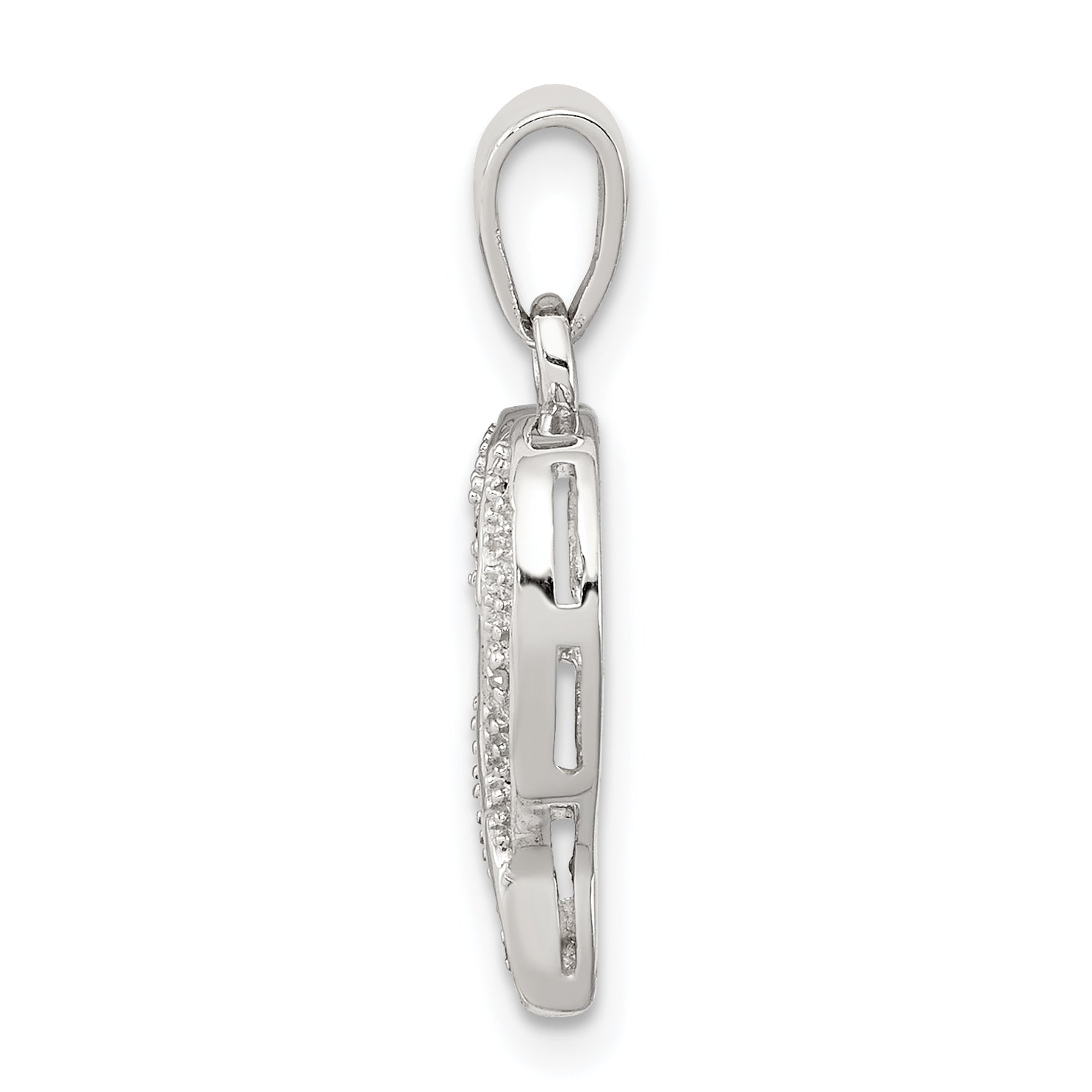 Sterling Silver Rhodium Diamond Heart Pendant