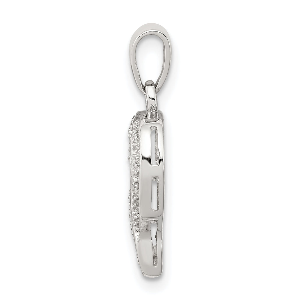 Sterling Silver Rhodium Diamond Heart Pendant