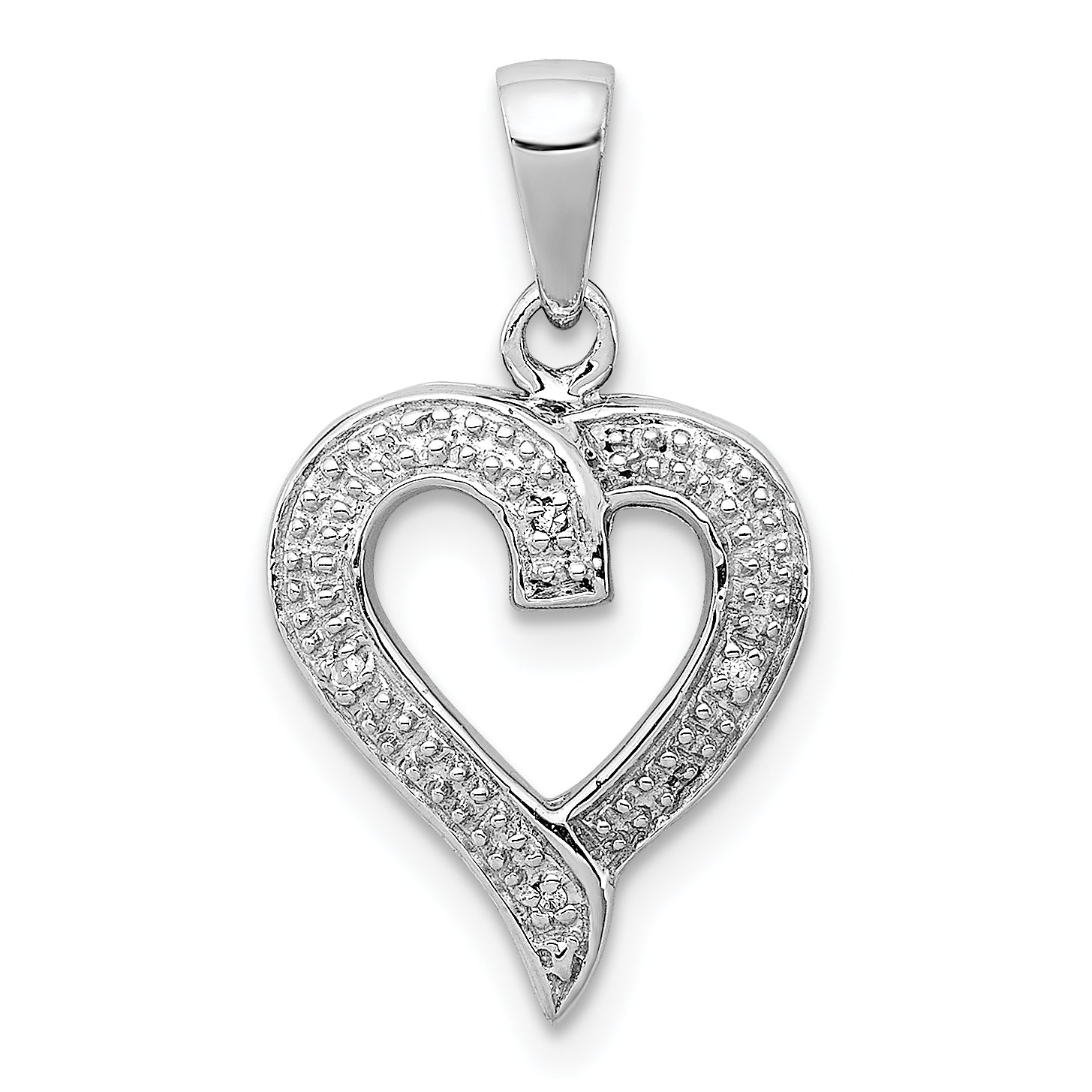Sterling Silver Rhodium Diamond Heart Pendant Main image