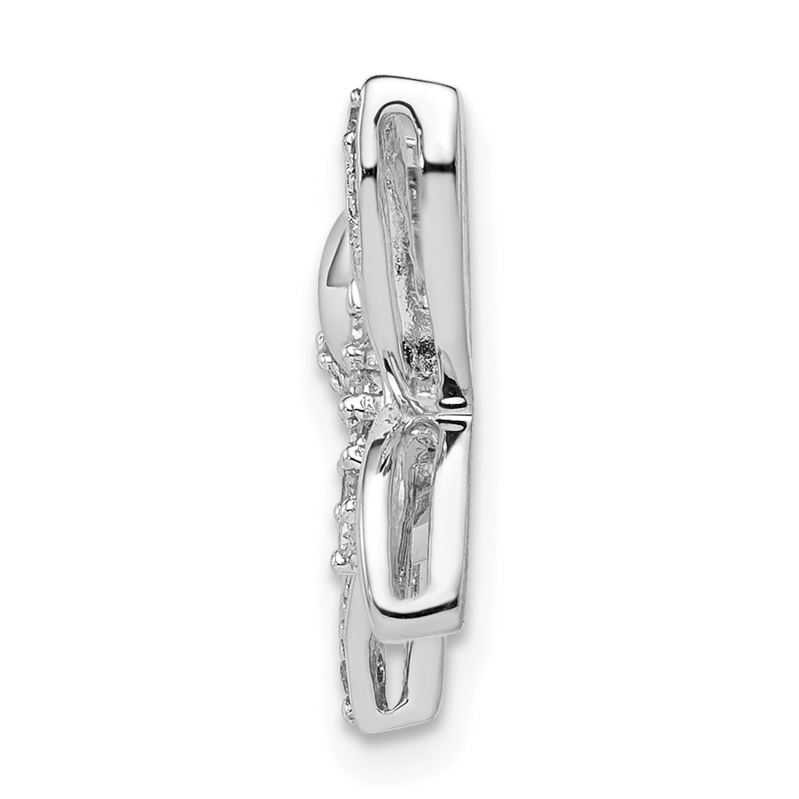 Sterling Silver Rhodium Diam. Butterfly Pendant Secondary image