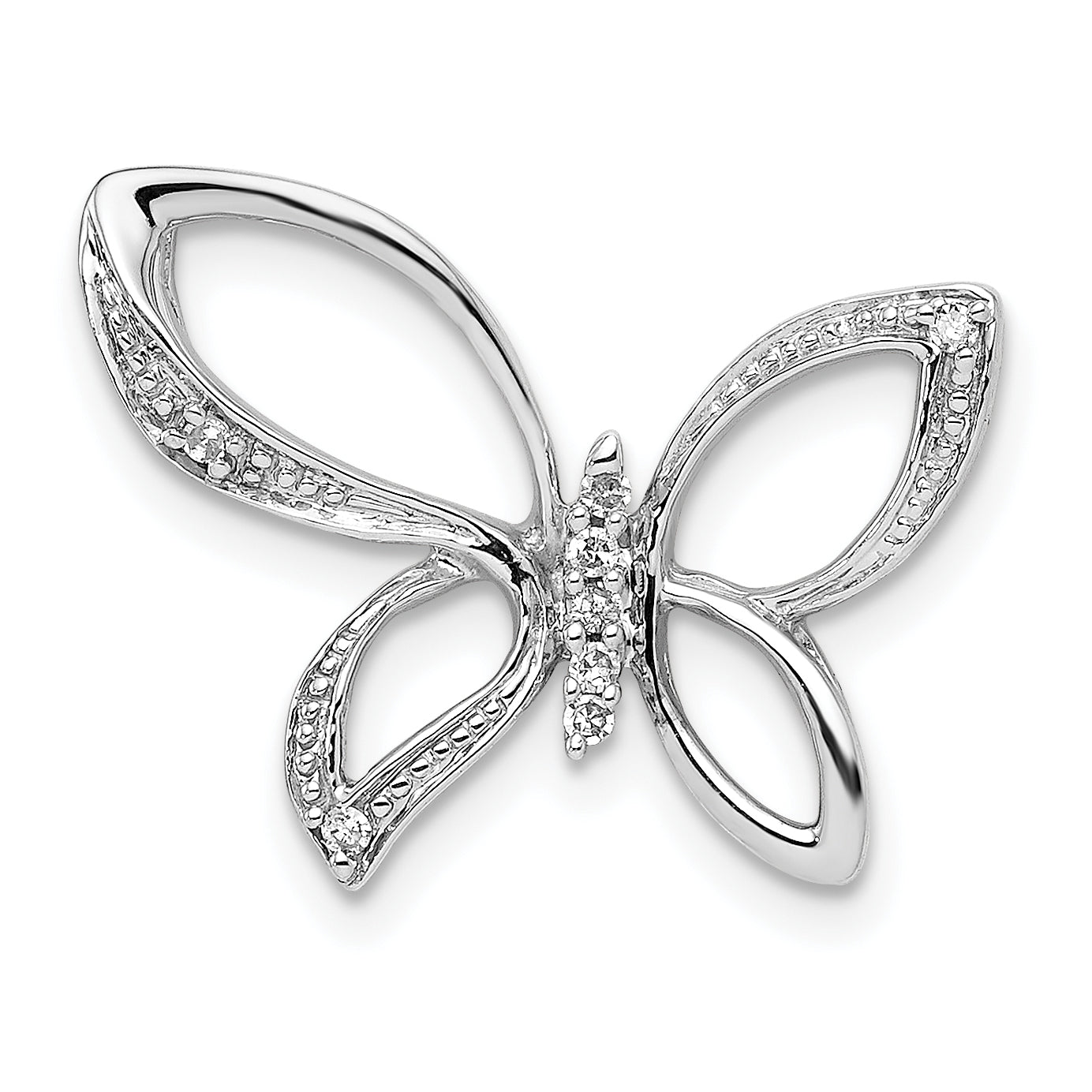 Sterling Silver Rhodium Diam. Butterfly Pendant Main image