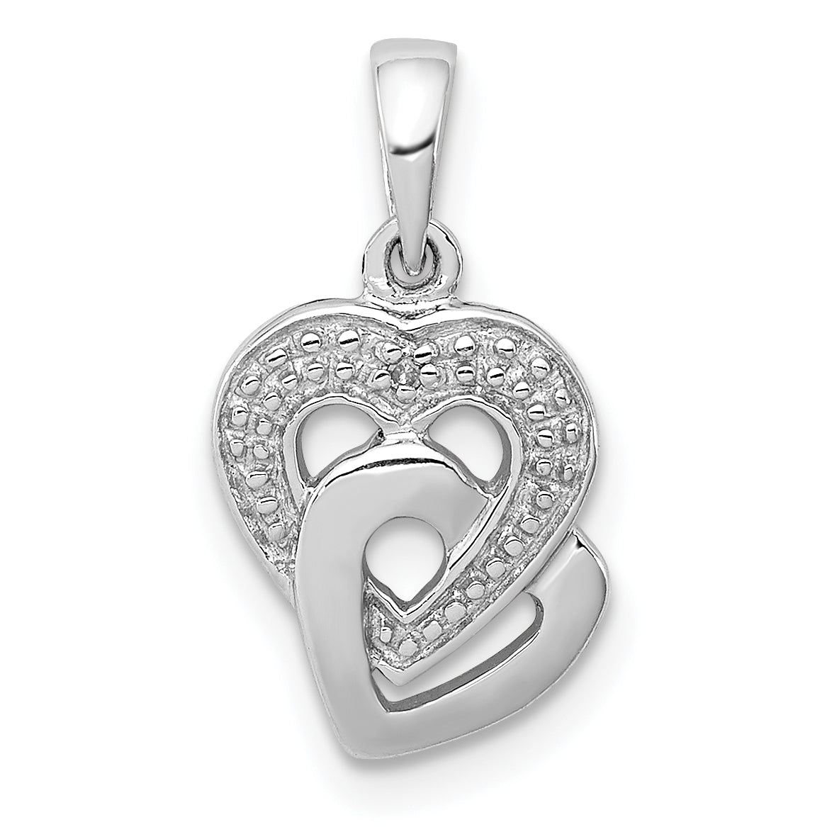 Sterling Silver Rhodium Diam. Accent Heart Pendant Main image