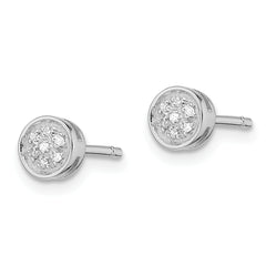 Sterling Silver Diamond Circle Earrings with Rhodium Finish, Gift-Ready