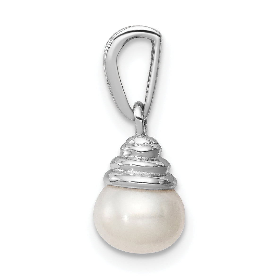 Sterling Silver Rhodium 5-6mm FW Cultured Pearl & Diamond Pendant Secondary image