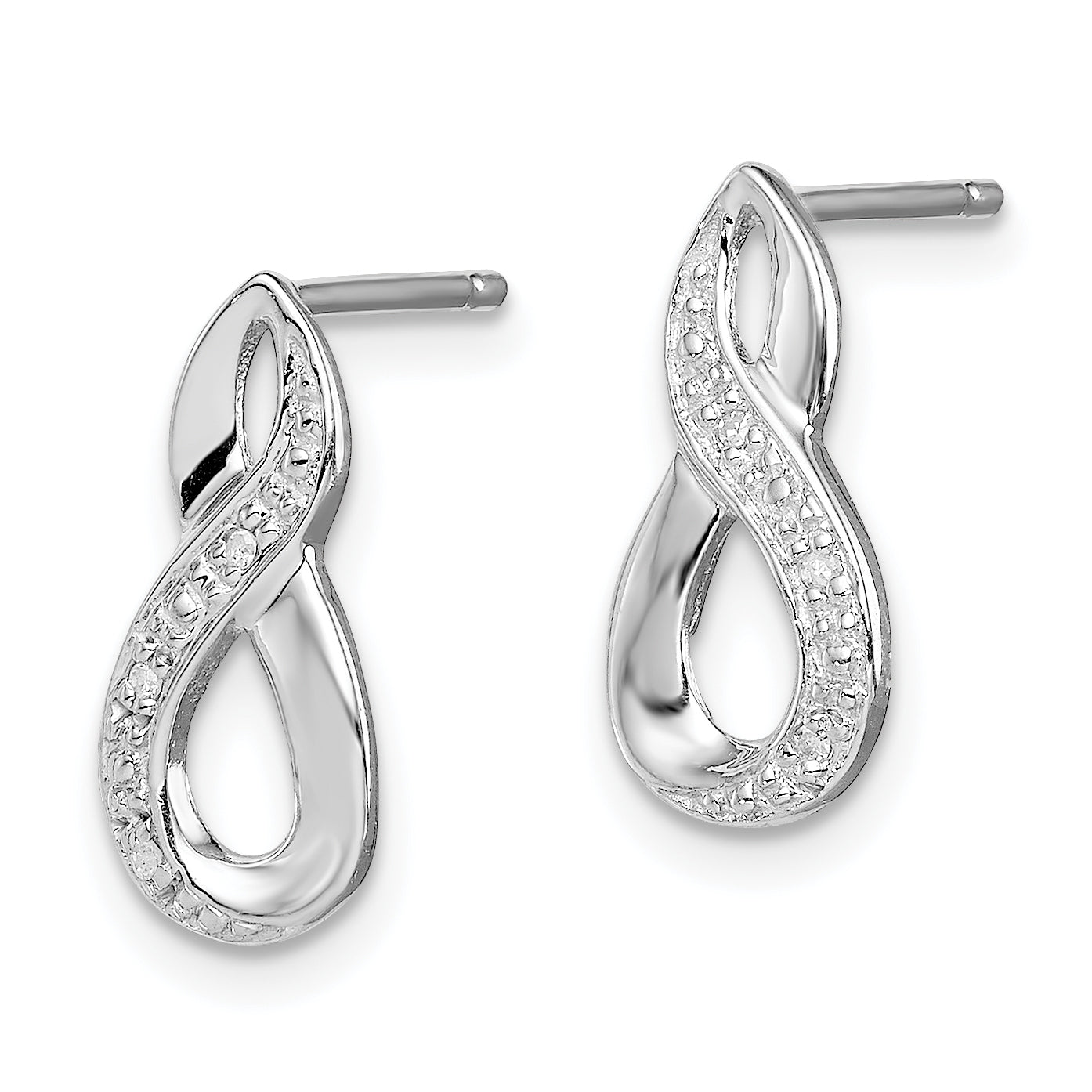Sterling Silver Rhodium Diamond Post Earrings