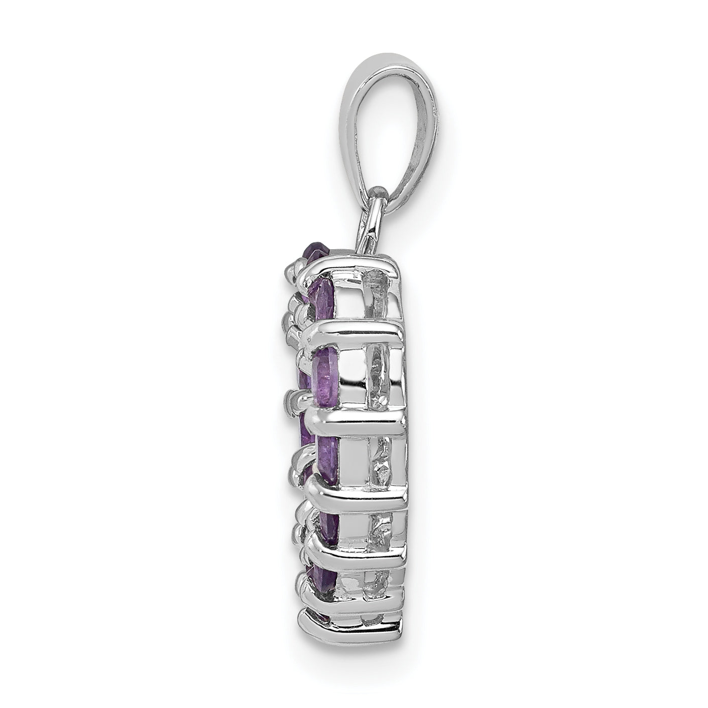 Sterling Silver Rhodium Plated Amethyst Heart Pendant Secondary image