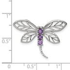 Sterling Silver Rhodium Amethyst Dragonfly Pendant