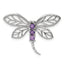 Sterling Silver Rhodium Amethyst Dragonfly Pendant