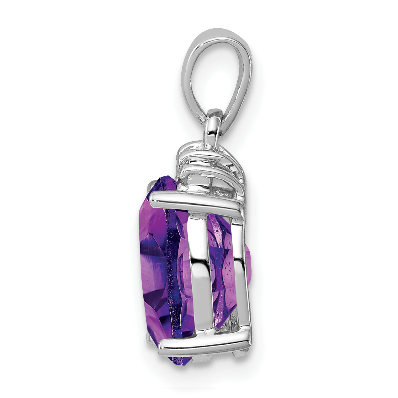 Sterling Silver Rhodium Plated Amethyst and Diamond Pendant Secondary image