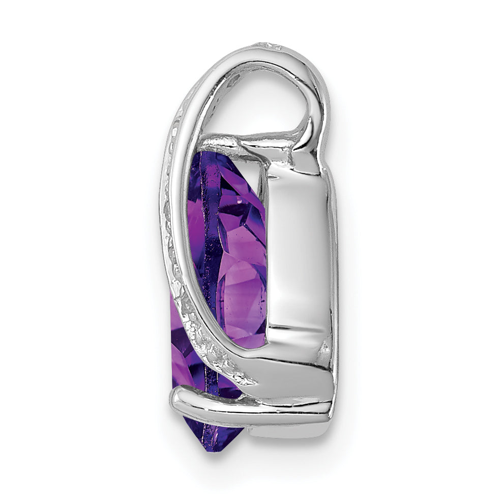Sterling Silver Rhodium Pear Amethyst Chain Slide Secondary image