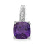 Sterling Silver Rhodium Plated Amethyst and Diamond Pendant