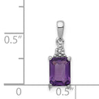 Sterling Silver Rhodium Plated Amethyst and Diamond Pendant