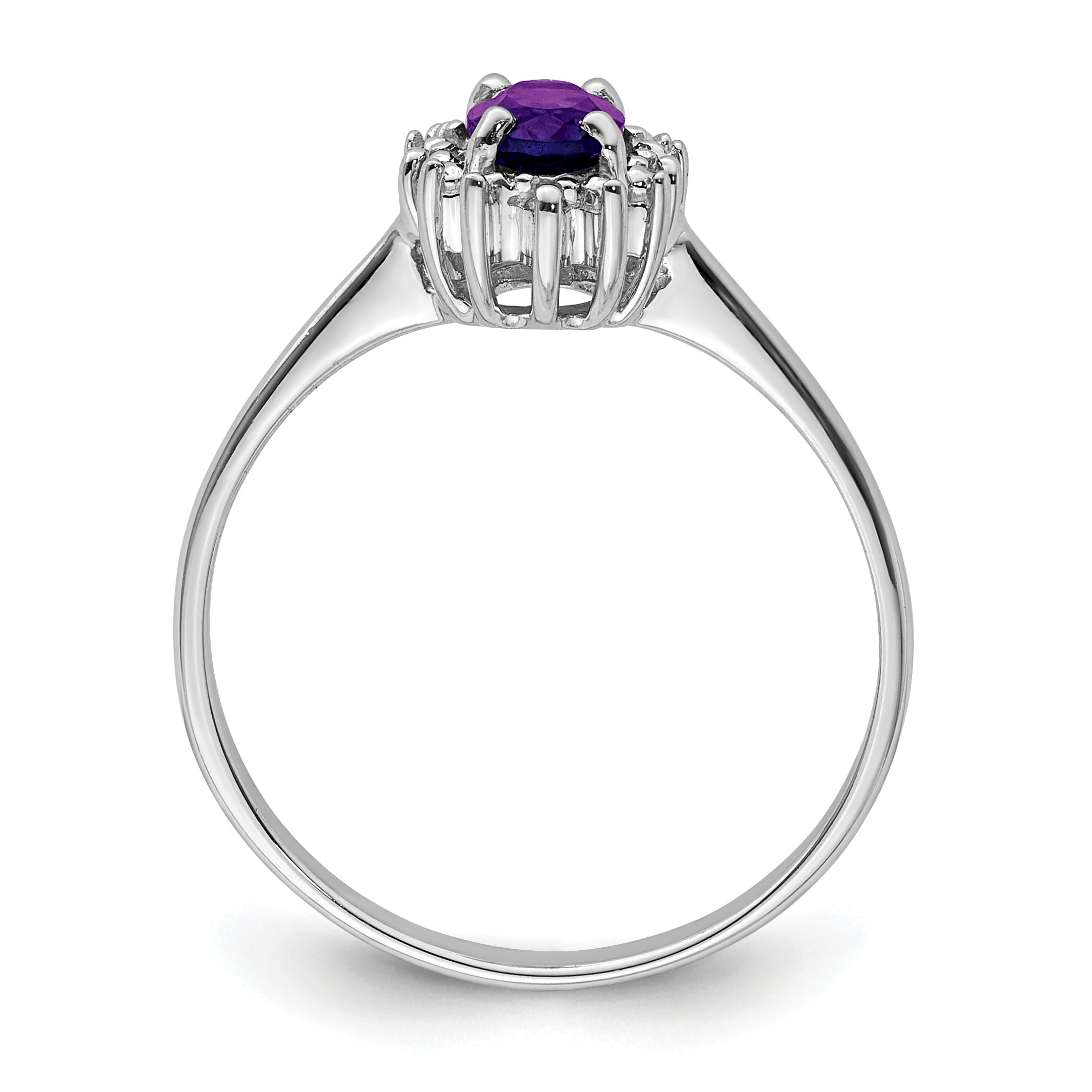 Sterling Silver Rhodium Amethyst & Diamond Ring Secondary image