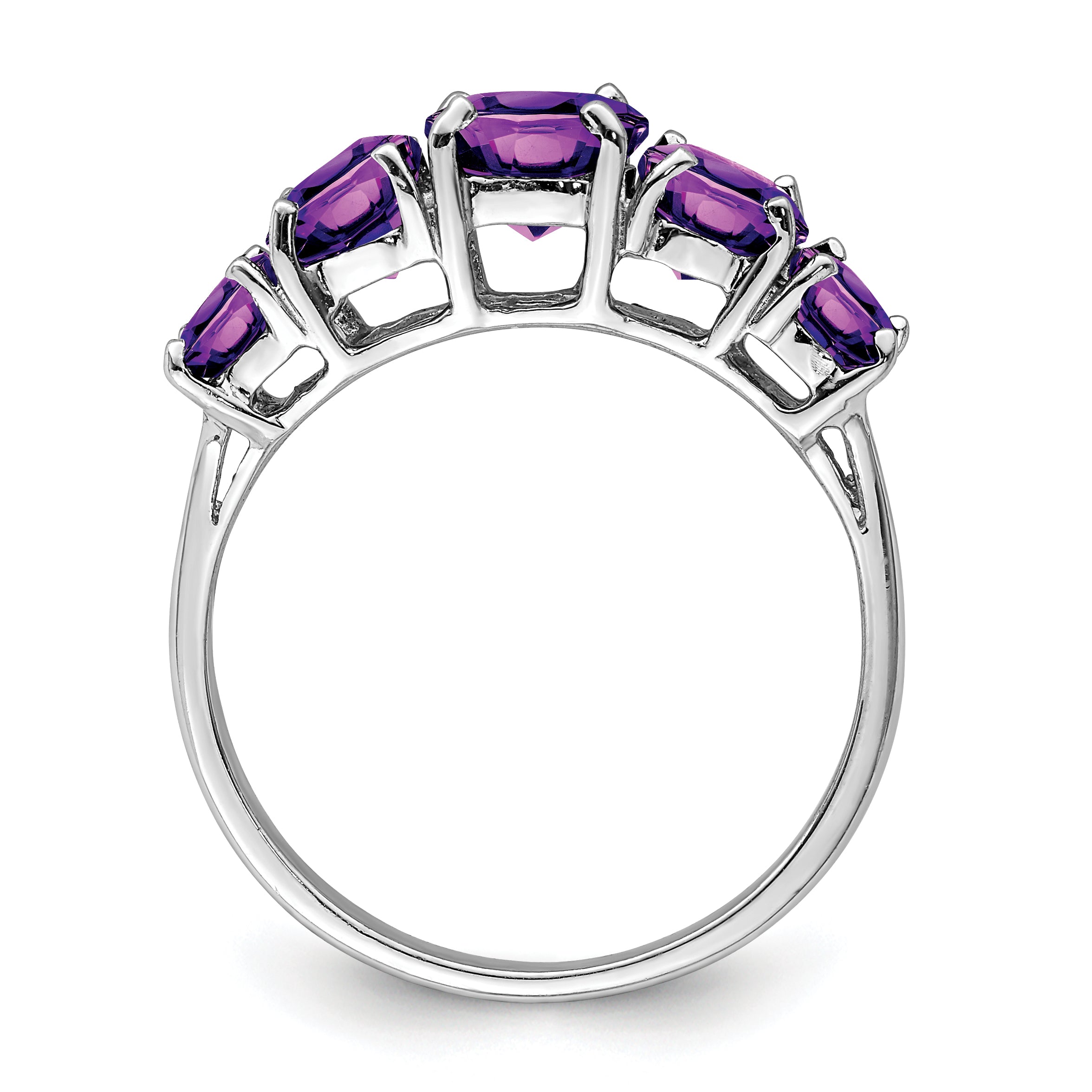 Sterling Silver Rhodium Amethyst Ring Secondary image