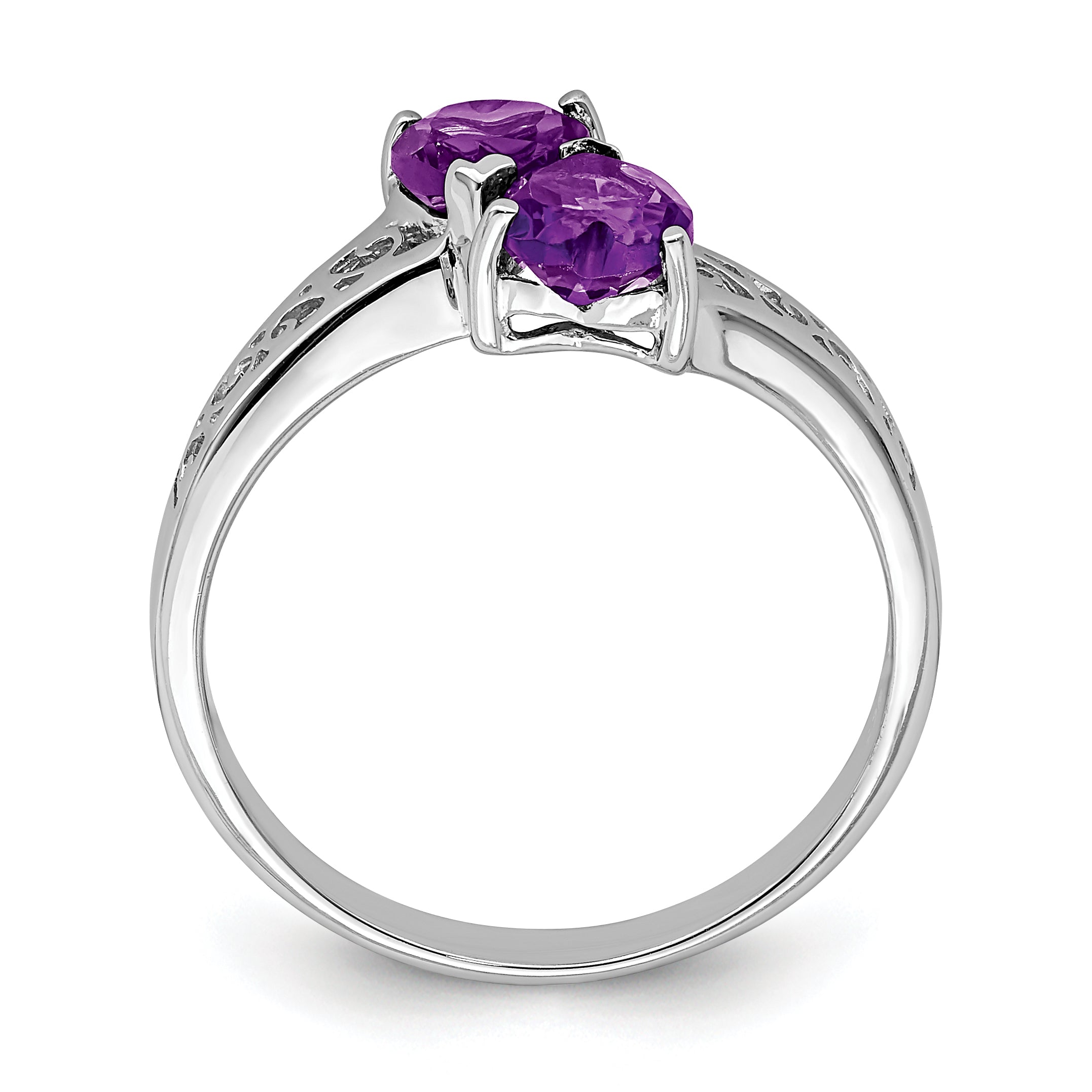 Sterling Silver Rhodium Amethyst Heart Ring Secondary image