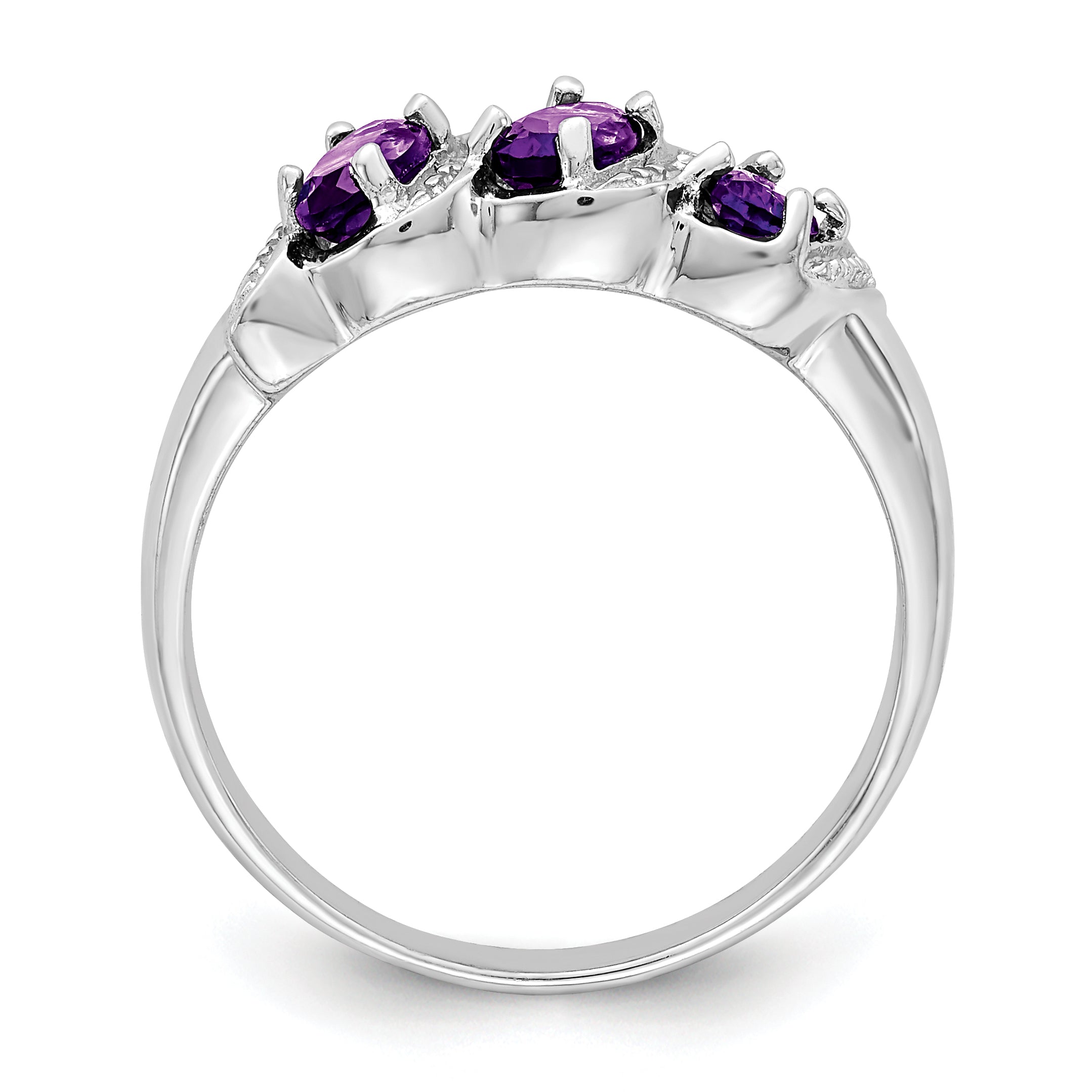 Sterling Silver Rhodium Amethyst & Diamond Ring Secondary image