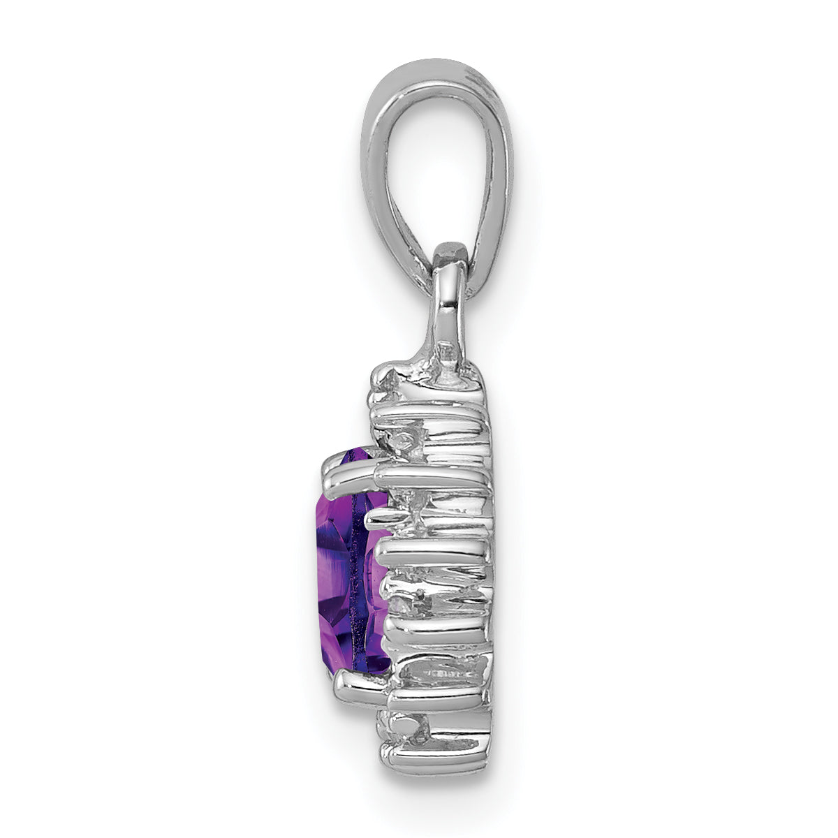 Sterling Silver Rhodium Plated Amethyst and Diamond Pendant Secondary image