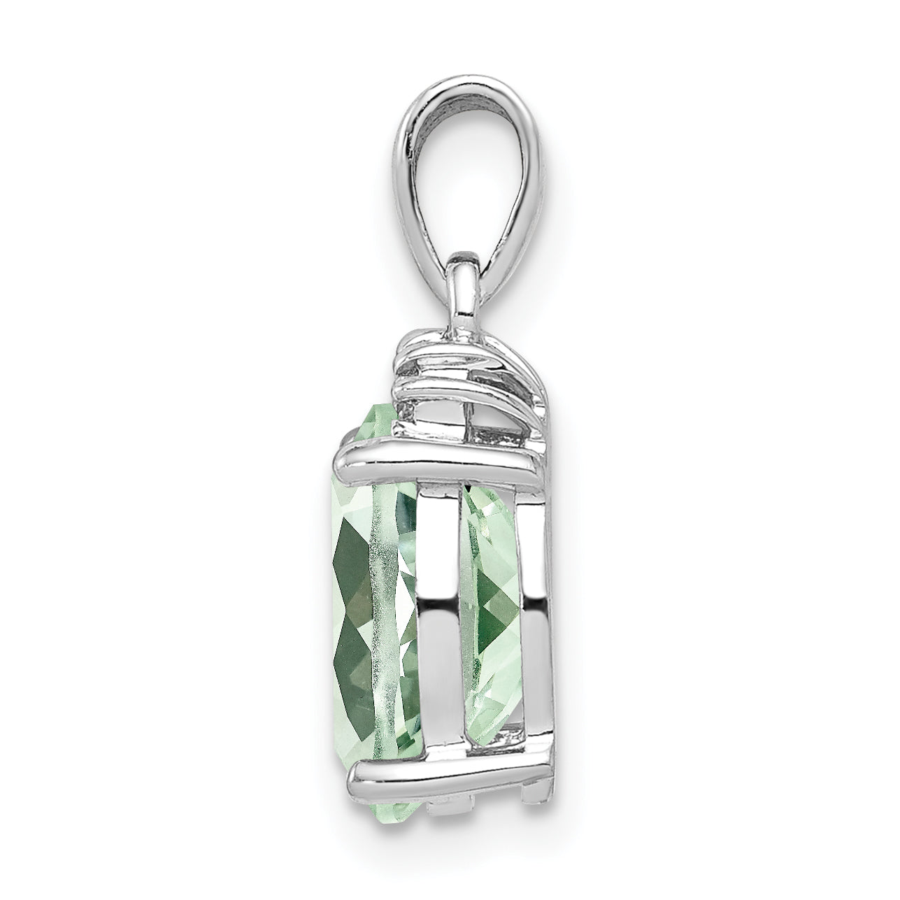 Sterling Silver Rhodium Plated Green Quartz and Diamond Pendant Secondary image