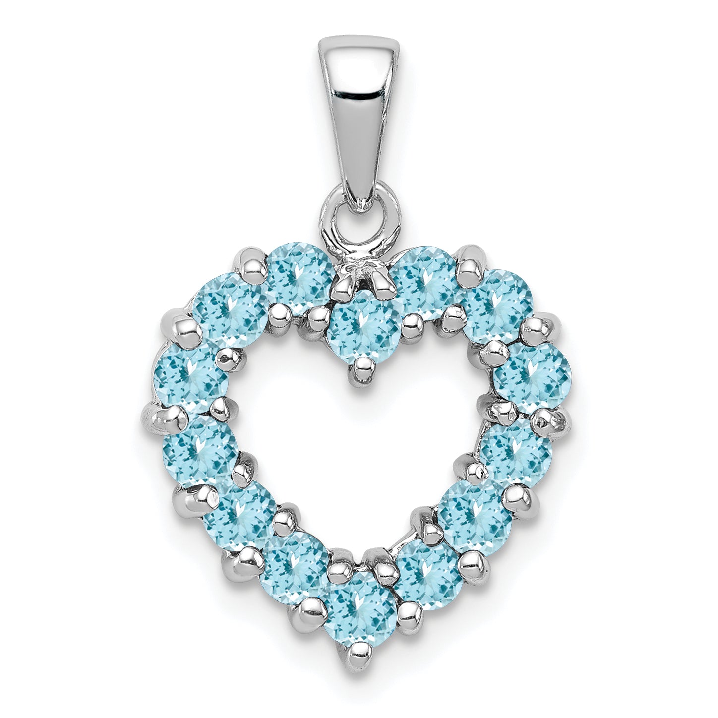 Sterling Silver Rhodium Light Swiss Blue Topaz Heart Pendant Main image