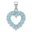 Sterling Silver Rhodium Light Swiss Blue Topaz Heart Pendant