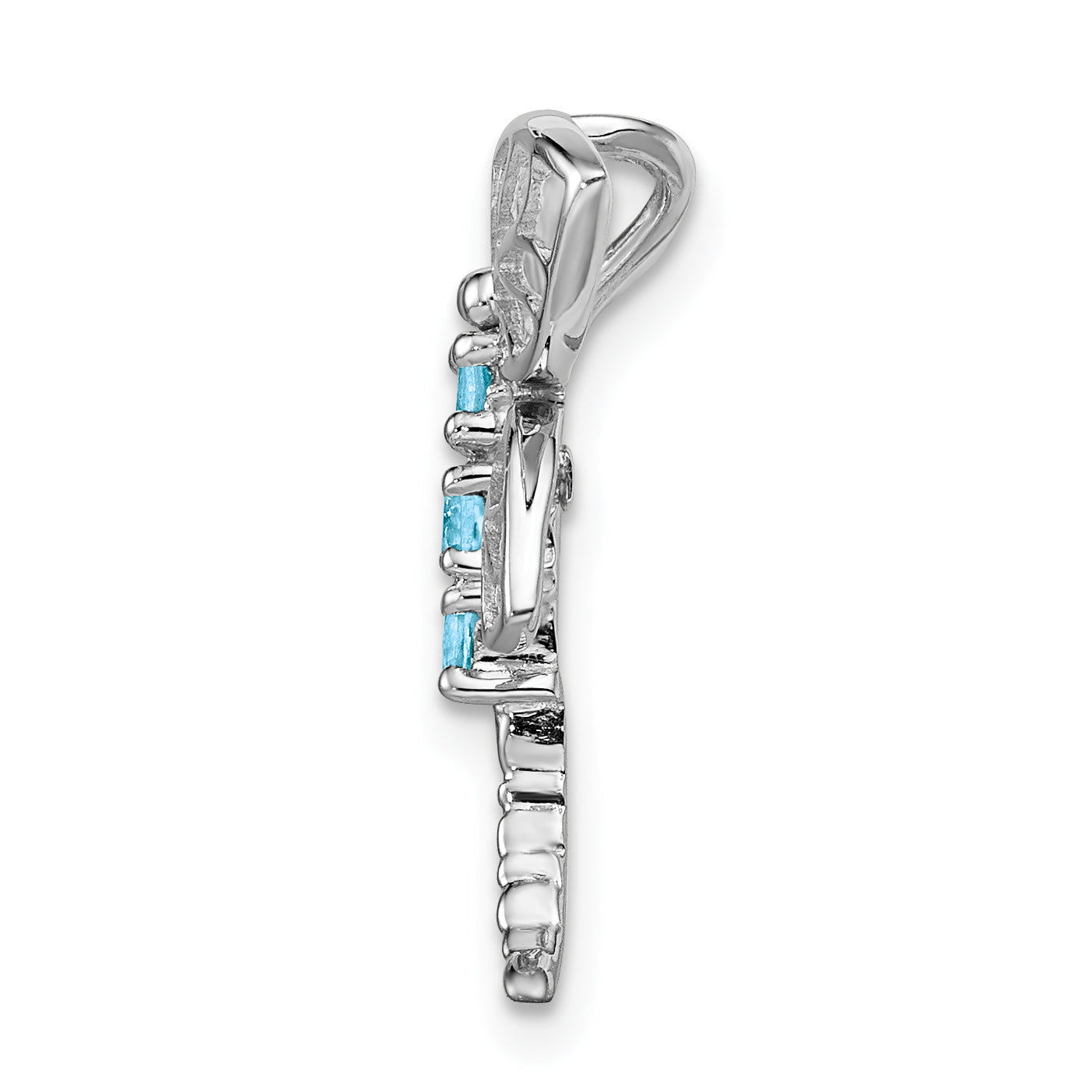 Sterling Silver Rhodium Light Swiss Blue Topaz Dragonfly Pendant Secondary image