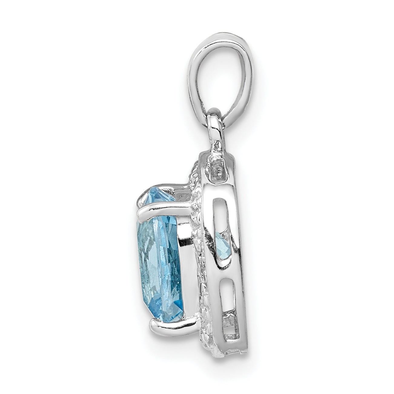 Sterling Silver Rhodium Light Swiss Blue Topaz Pendant Secondary image