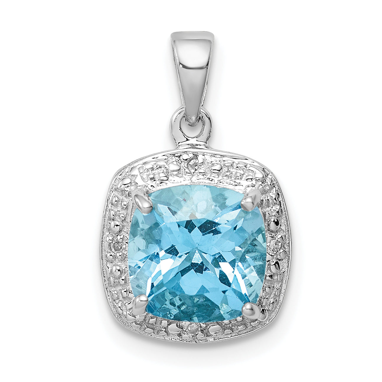 Sterling Silver Rhodium Light Swiss Blue Topaz Pendant Main image