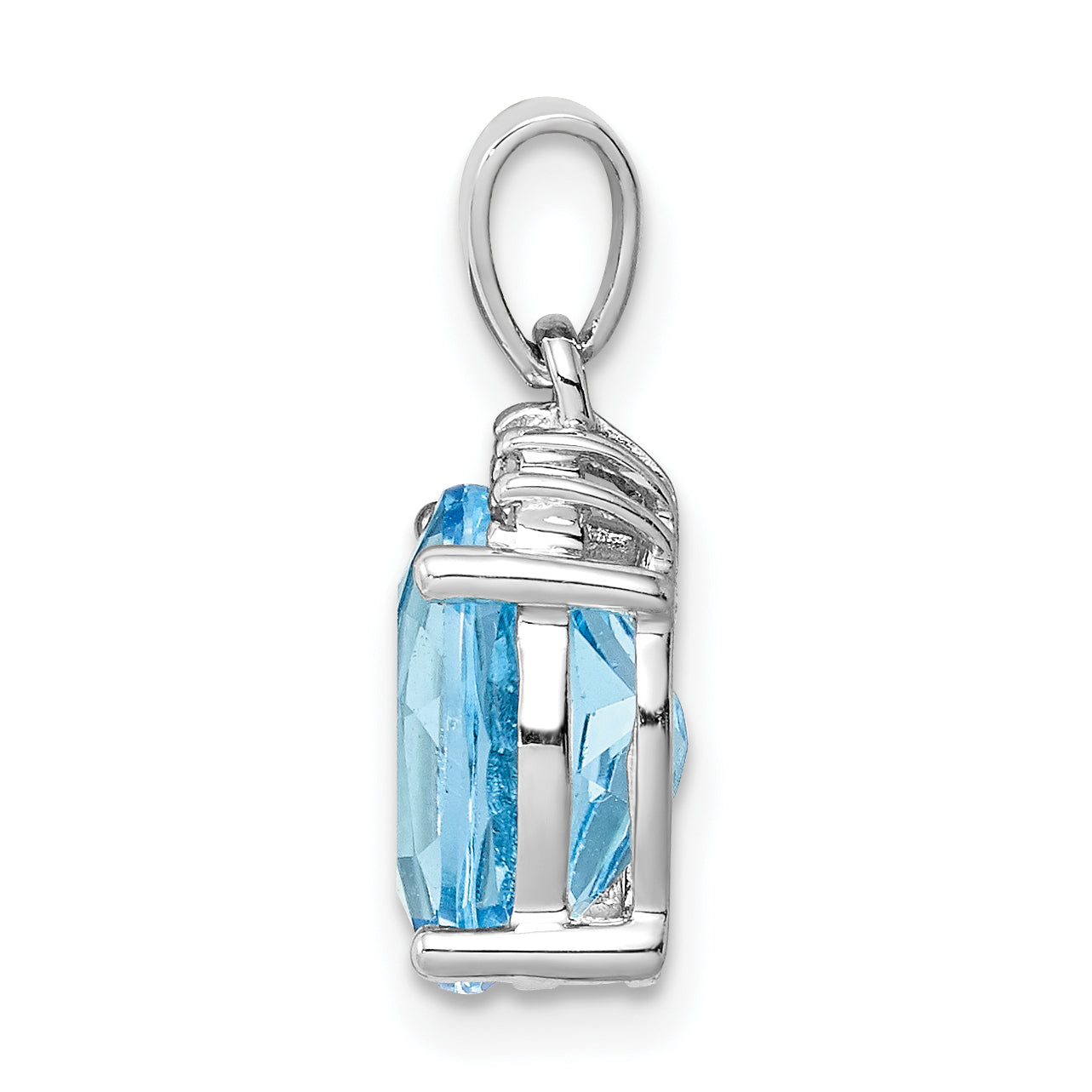 Sterling Silver Rhodium-plated Sky Blue Topaz Diamond Pendant Secondary image