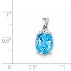 Sterling Silver Rhodium-plated Sky Blue Topaz Diamond Pendant