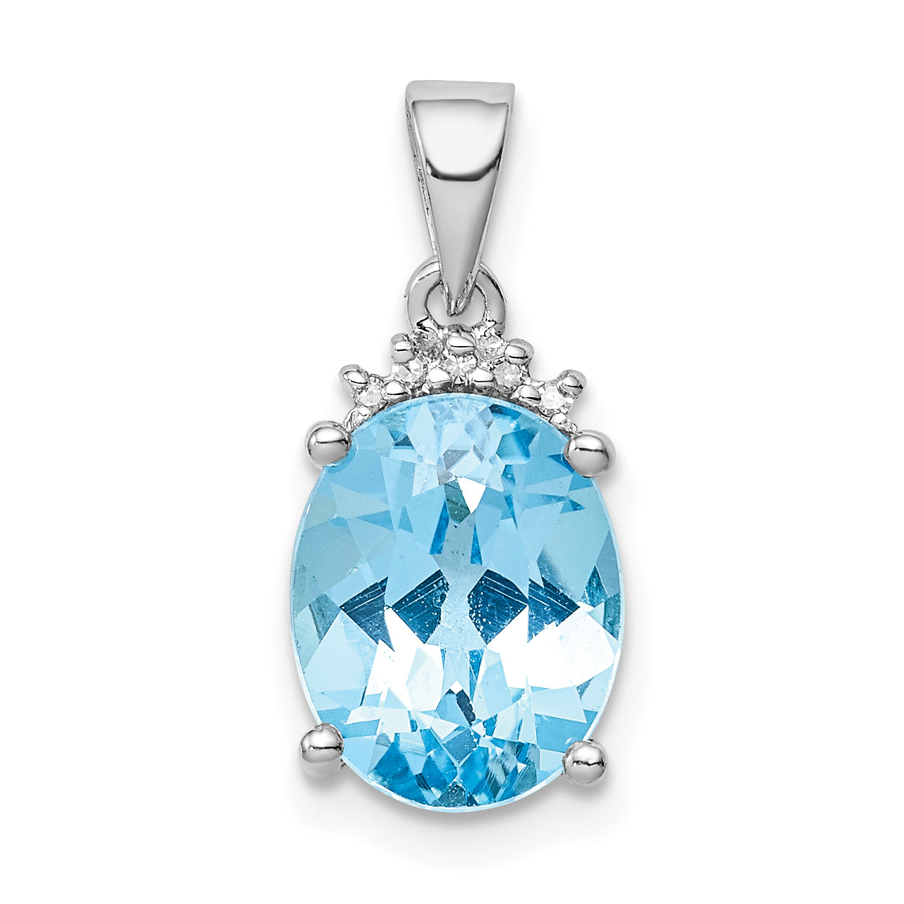 Sterling Silver Rhodium-plated Sky Blue Topaz Diamond Pendant Main image