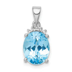 Sterling Silver Rhodium-plated Sky Blue Topaz Diamond Pendant