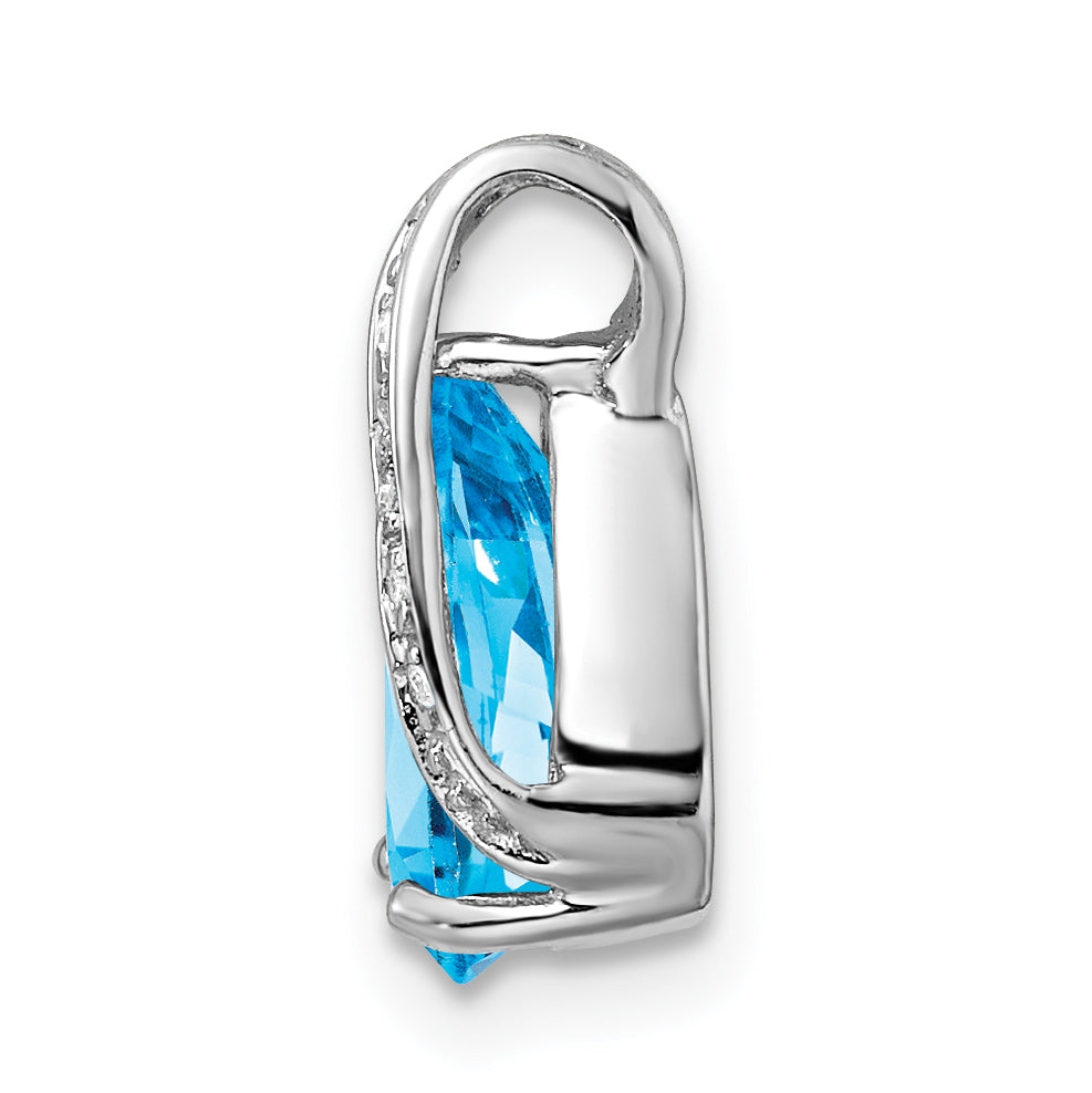 Sterling Silver Rhodium Pear Swiss Blue Topaz Pendant Secondary image