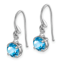 Sophia Jewelers Sterling Silver Blue Topaz & Diamond Rhodium-Plated Drop Earrings
