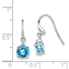 Sophia Jewelers Sterling Silver Blue Topaz & Diamond Rhodium-Plated Drop Earrings