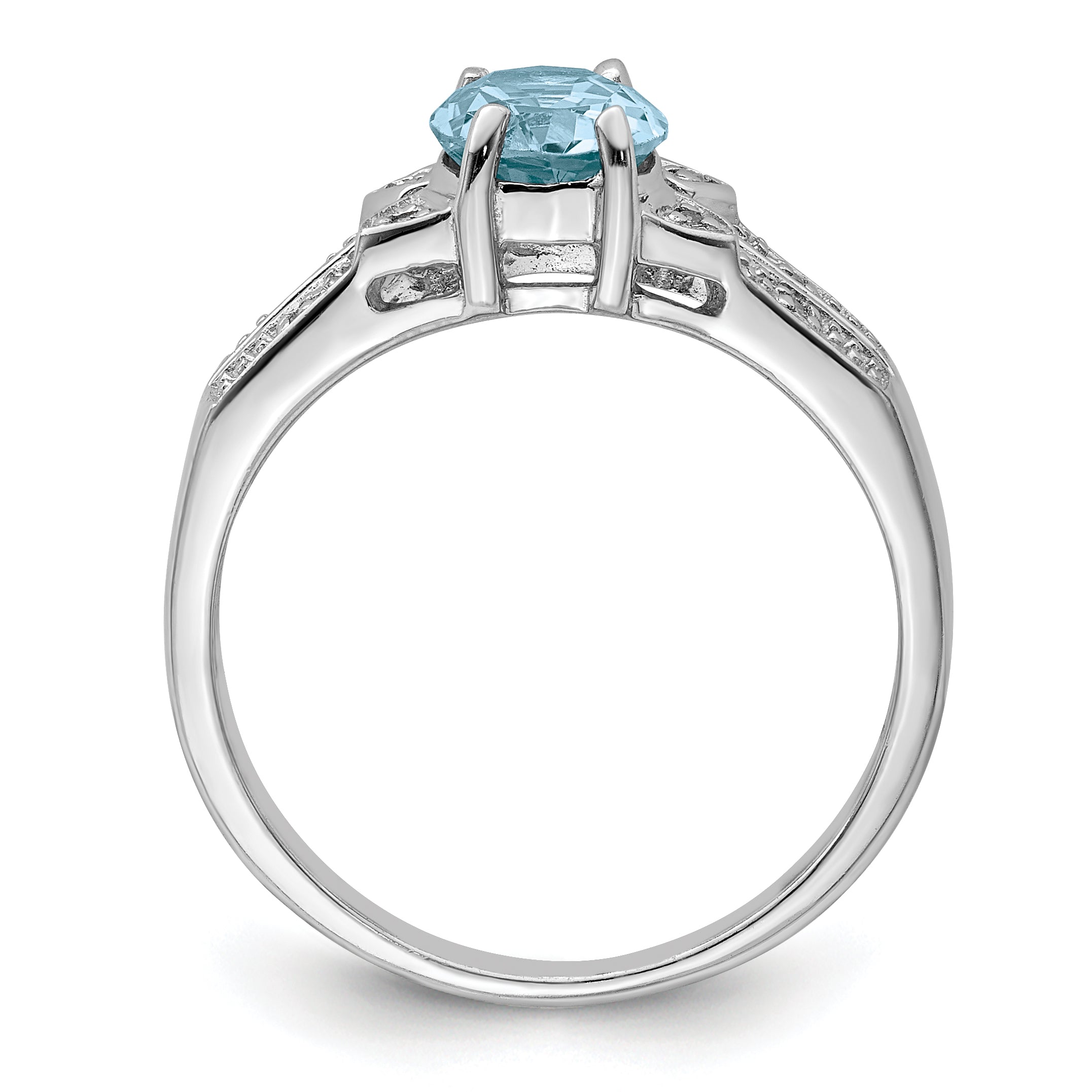 Sterling Silver Rhodium Light Swiss Blue Topaz & Diamond Ring Secondary image