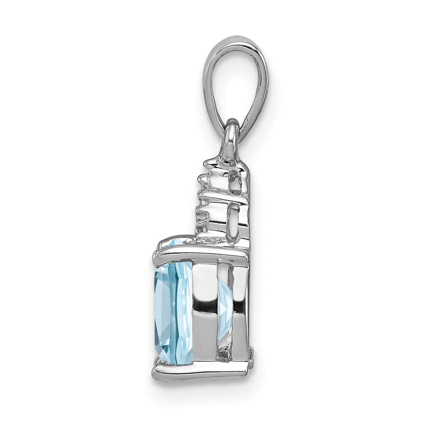 Sterling Silver Rhodium Lt Swiss Blue Topaz & Diamond Pendant Secondary image