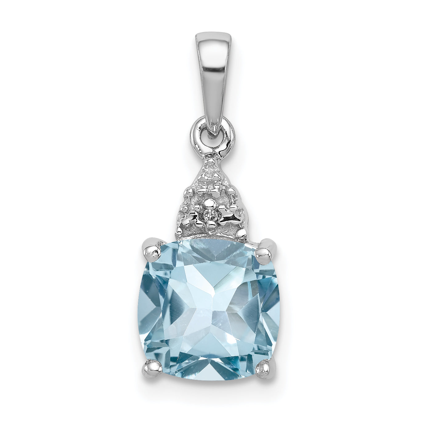 Sterling Silver Rhodium Lt Swiss Blue Topaz & Diamond Pendant Main image