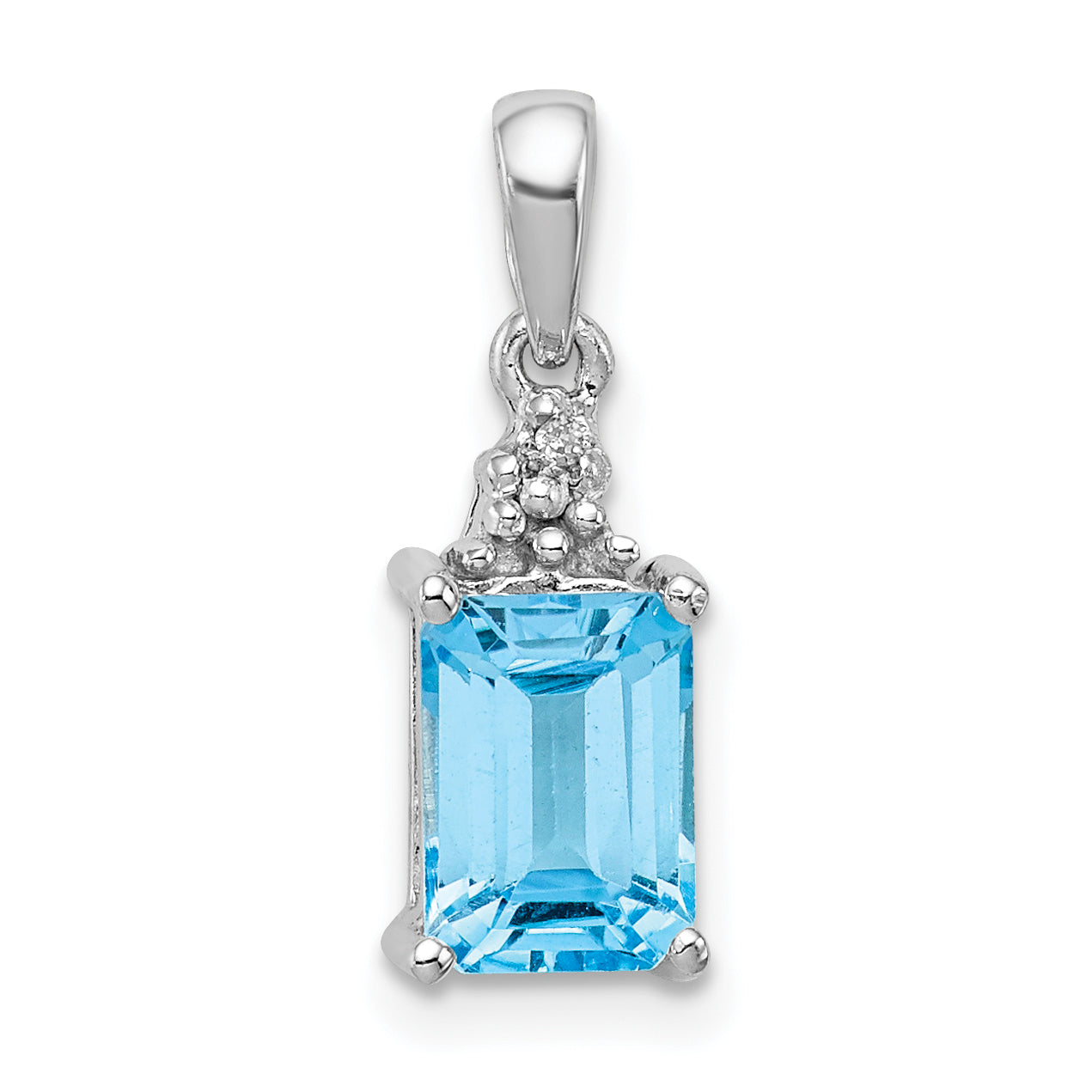 Sterling Silver Rhodium-plated Light Swiss Blue Topaz & Diamond Pendant Main image