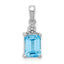 Sterling Silver Rhodium-plated Light Swiss Blue Topaz & Diamond Pendant