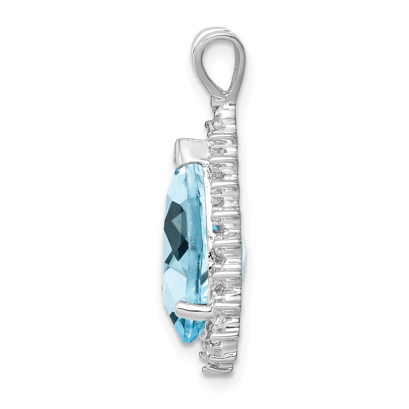 Sterling Silver Rhodium-plated Light Swiss Blue Topaz Diamond Pendant Secondary image