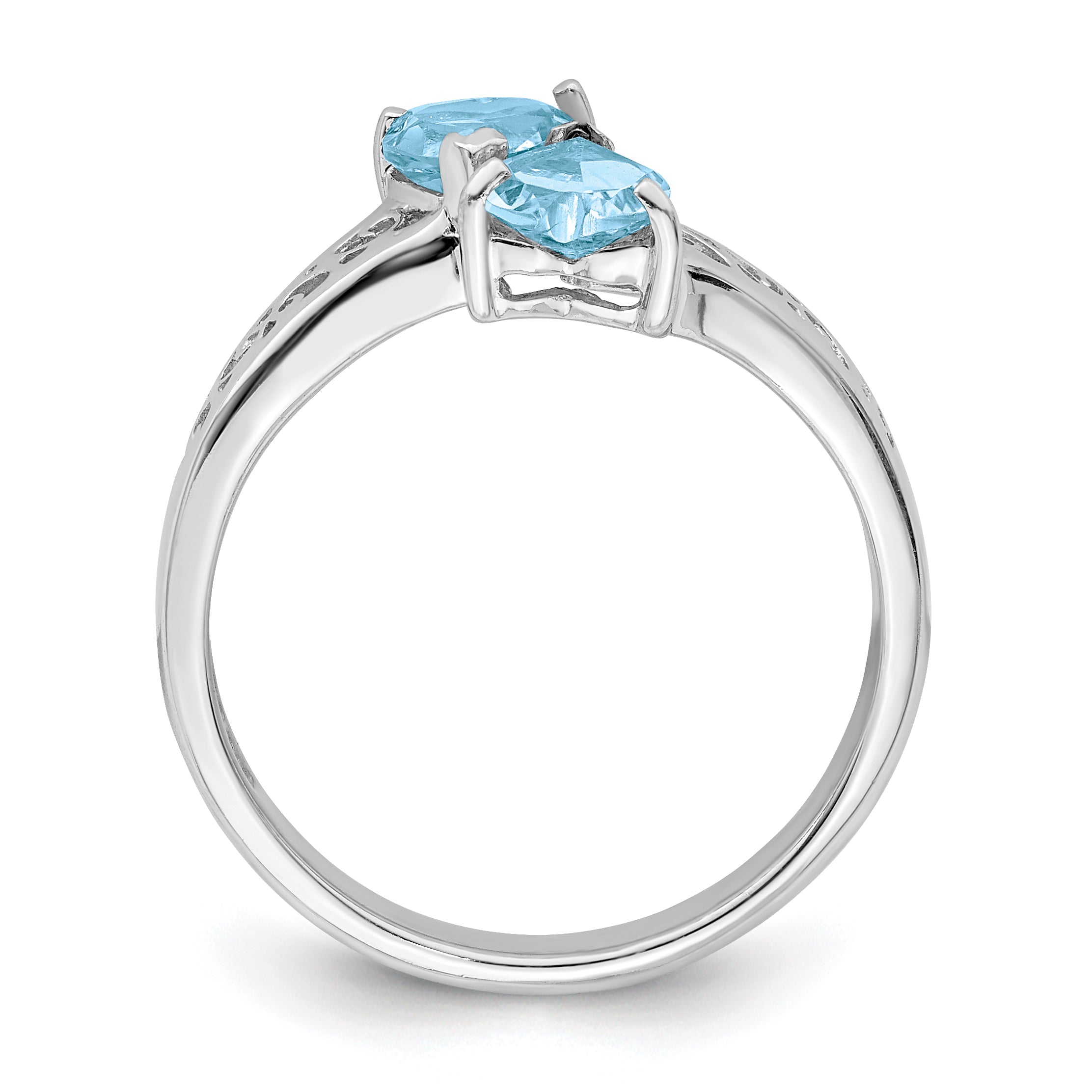 Sterling Silver Rhodium Light Swiss Blue Topaz Heart Ring Secondary image
