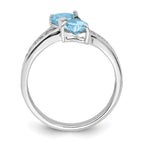 Sterling Silver Rhodium Light Swiss Blue Topaz Heart Ring