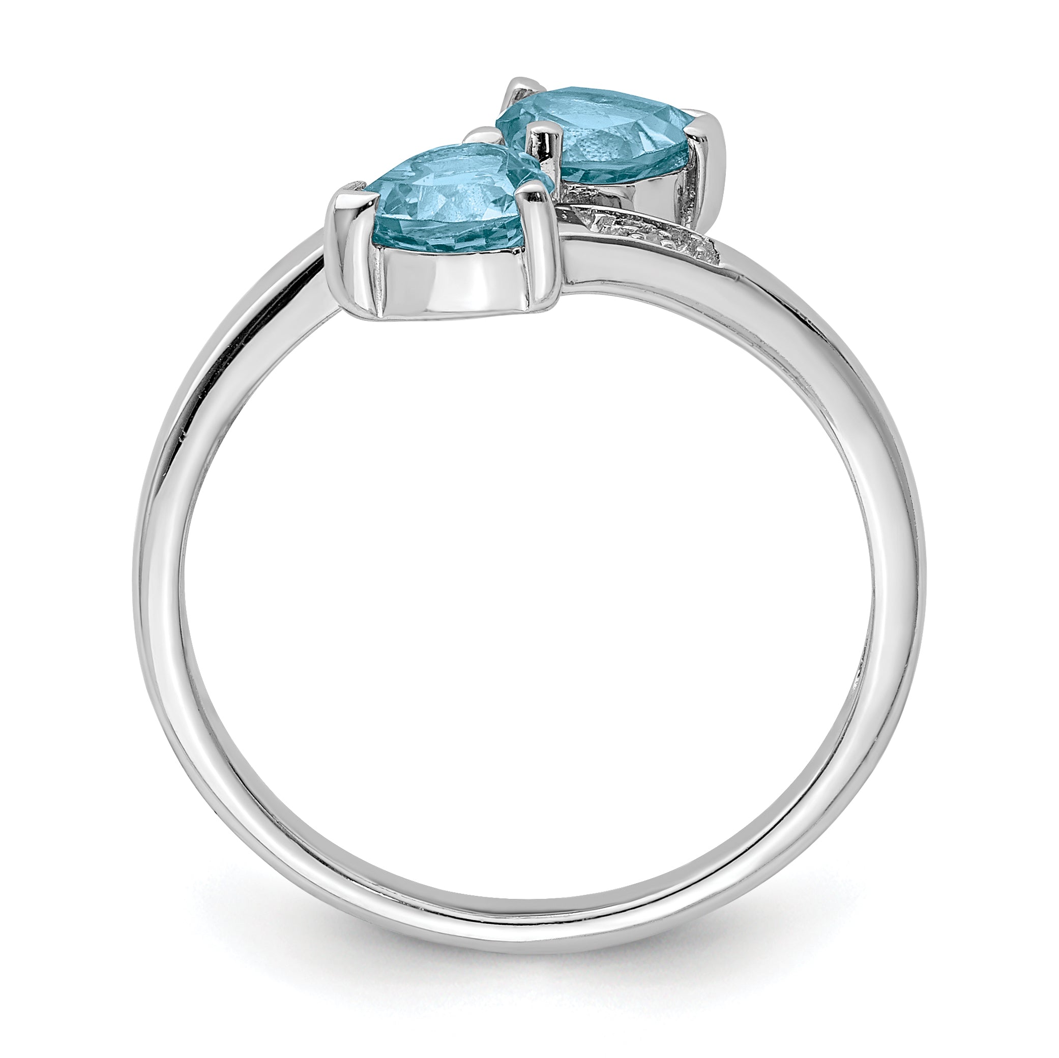 Sterling Silver Rhodium Light Swiss Blue Topaz & Diamond Heart Ring Secondary image