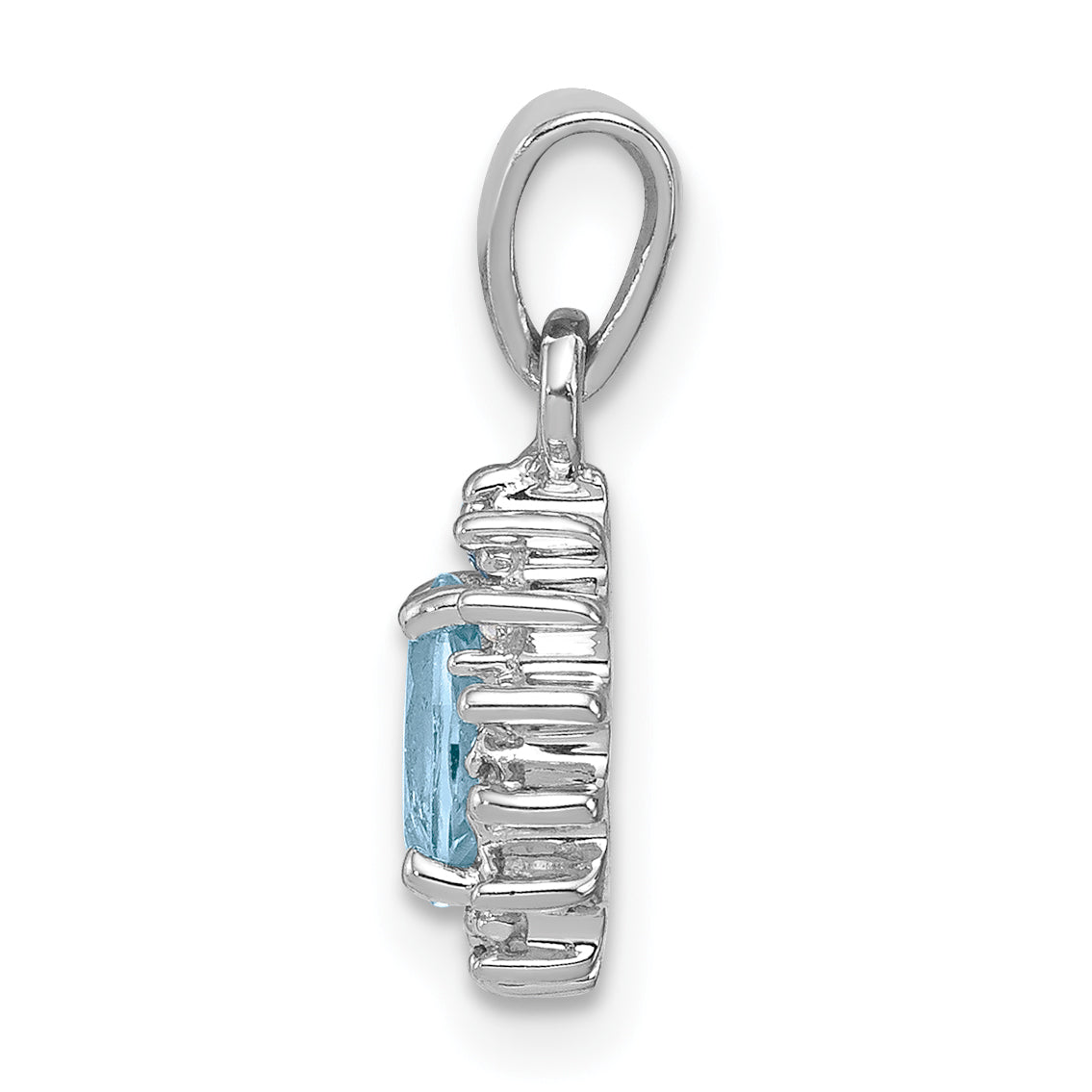 Sterling Silver Rhodium Light Swiss Blue Topaz & Diamond Pendant Secondary image