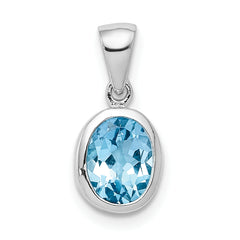 Sterling Silver Rhodium Light Swiss Blue Topaz Pendant